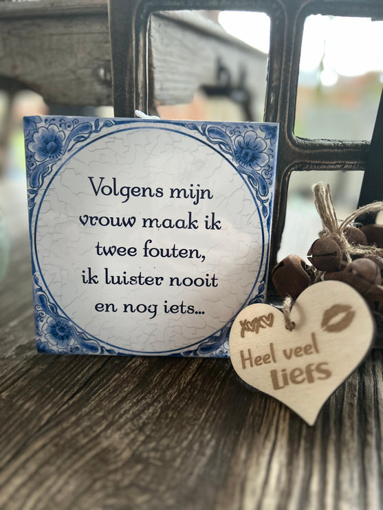 Tegel Delfts Blauw - Volgens mijn vrouw