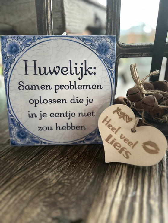 Tegel Delfts Blauw - Huwelijk