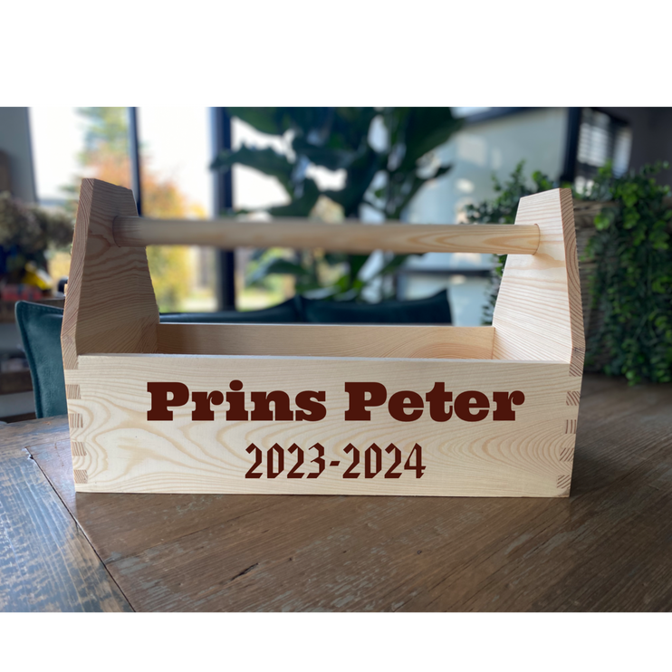 Houten (gereedschaps) kist met eigen tekst - foto
