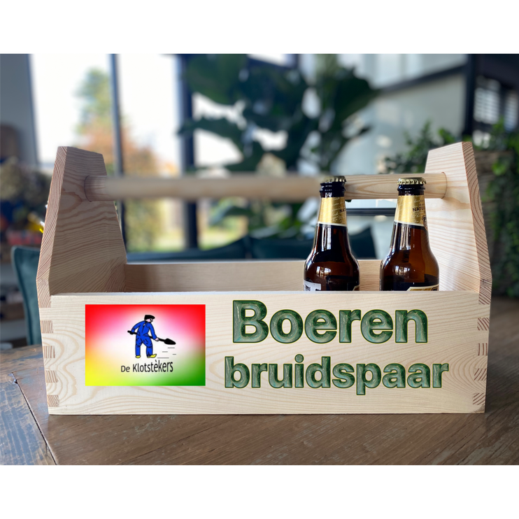 Houten (gereedschaps) kist met eigen tekst - foto
