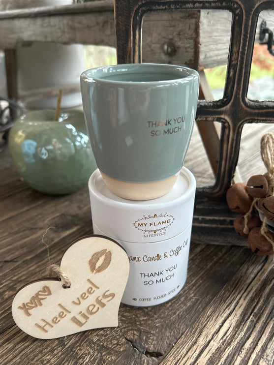 MY FLAME - SOJAKAARS IN KOFFIEKOP - THANK YOU SO MUCH - COFFEE KISSED SPICE