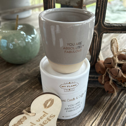 MY FLAME - SOJAKAARS IN KOFFIEKOP - YOU ARE ABSOLUTELY FABULOUS - COFFEE KISSED SPICE