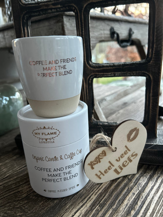 MY FLAME - SOJAKAARS IN KOFFIEKOP - COFFEE & FRIENDS, MAKE THE PERFECT BLEND - COFFEE KISSED SPICE