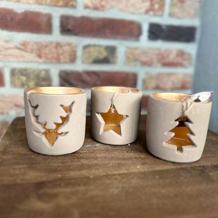 Waxinelichtjes Set van 3 met gouden binnenkant