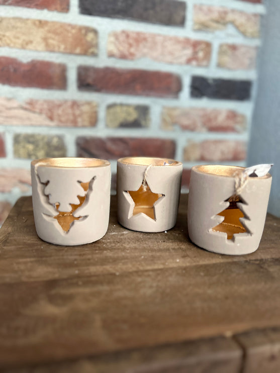 Waxinelichtjes Set van 3 met gouden binnenkant