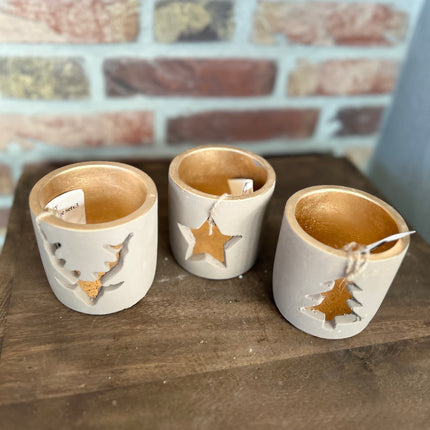 Waxinelichtjes Set van 3 met gouden binnenkant