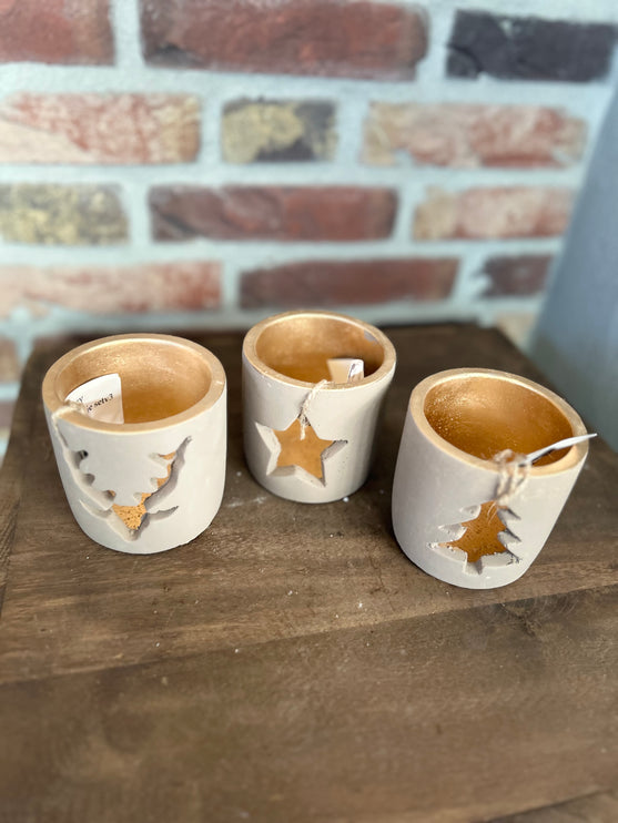Waxinelichtjes Set van 3 met gouden binnenkant