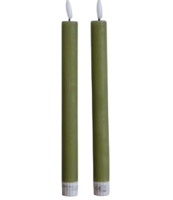 Set van 2 Ledkaarsen OlijfGroen