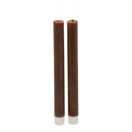Set van 2 Ledkaarsen Bruin