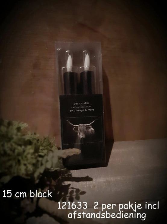 Set van 2 ledkaarsen Black