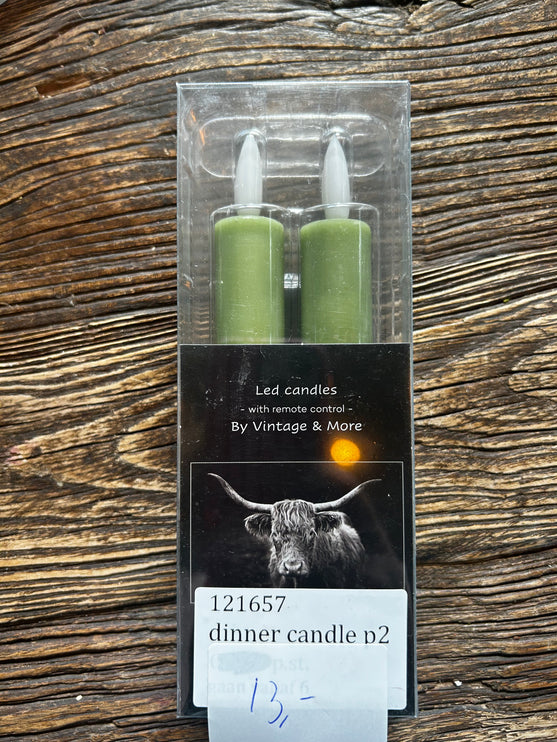 Set van 2 Ledkaarsen Olijfgroen