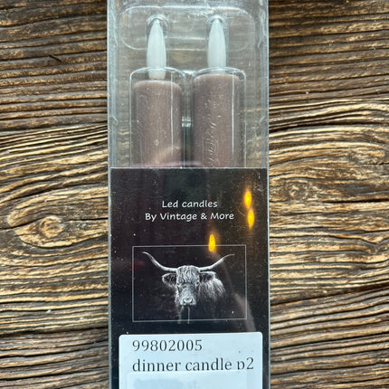 Set van 2 Ledkaarsen Taupe