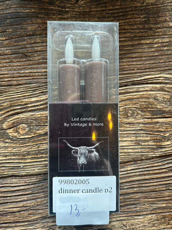 Set van 2 Ledkaarsen Taupe
