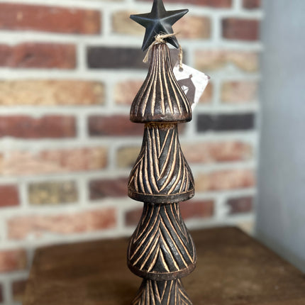 Houten Kerstornament met metalen sterretje