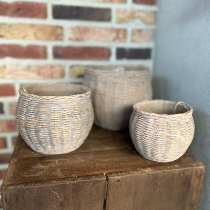 Stenen Pot Bolvorm Rotan L