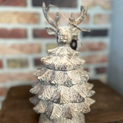 Stenen Potje met deksel Hert Kerstboom