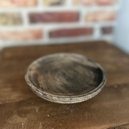 Houten schaaltje op pootjes met mini kerstballen