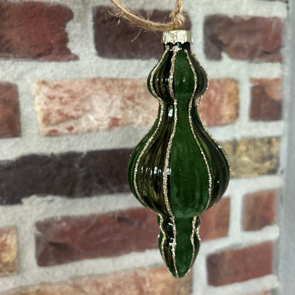 Hangornament groen-goud-fluweel glas