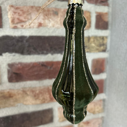 Hangornament groen-goud-fluweel glas