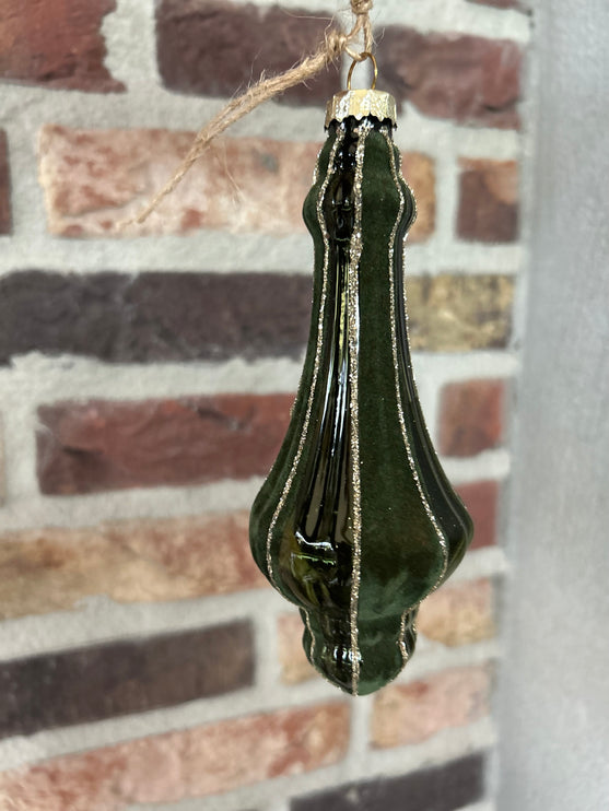 Hangornament groen-goud-fluweel glas