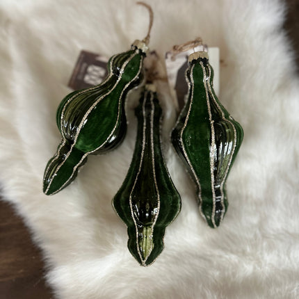 Hangornament groen-goud-fluweel glas