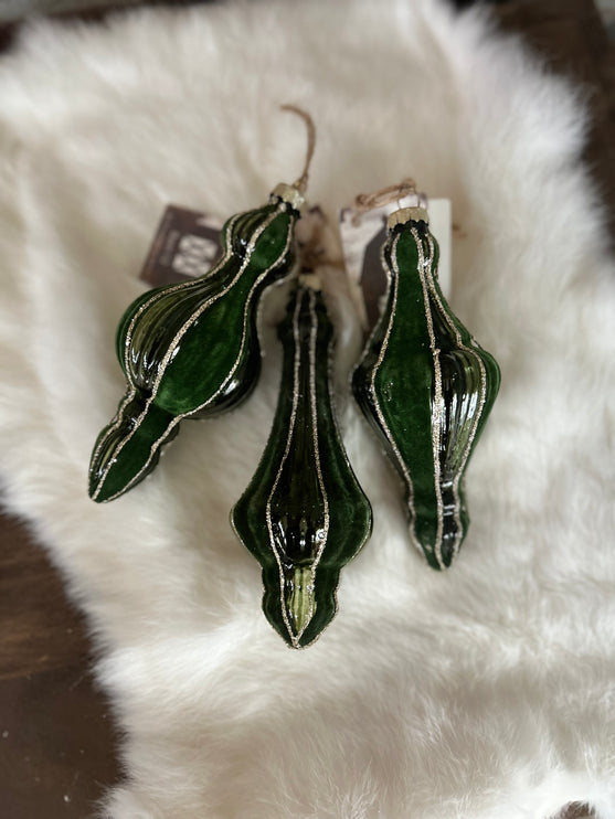 Hangornament groen-goud-fluweel glas