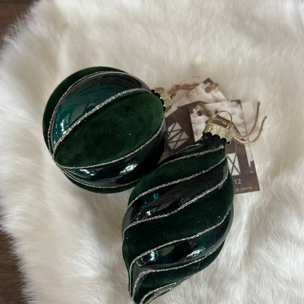 Kerstornament Groen-Goud-Fluweel