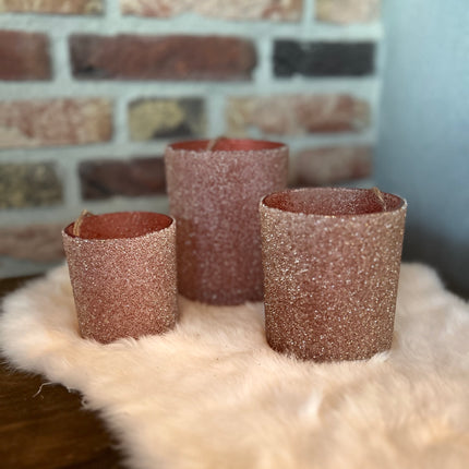Waxinelichtje Roze Glitter M