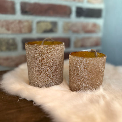 Waxinelichtje Bruin Glitter Set van 2