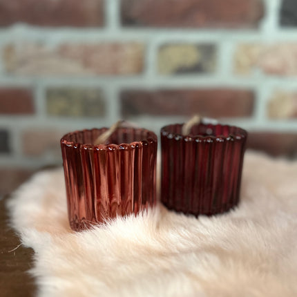 Waxinehouder Geribbeld Set van 2