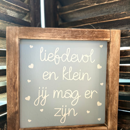 tekstlijst 20x20cm liefde vol en klein baby blauw