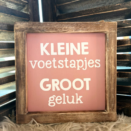 tekstlijst 20x20cm kleine voetstapjes baby roze