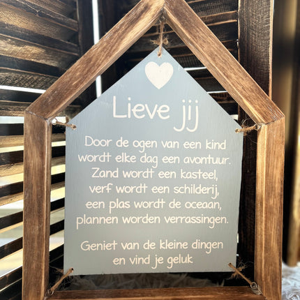 tekstbord huis 40x31cm lieve jij baby blauw