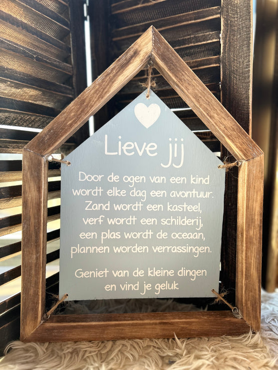 tekstbord huis 40x31cm lieve jij baby blauw