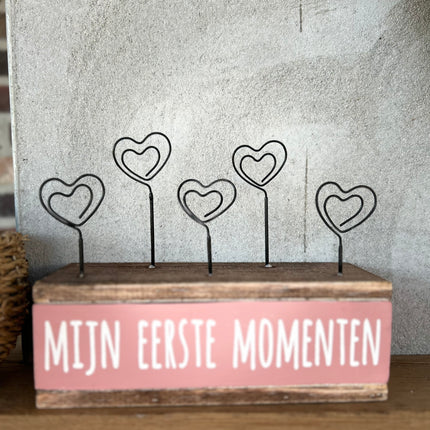 fotohouder 5 hartclips 15x20cm mijn eerst momenten baby roze