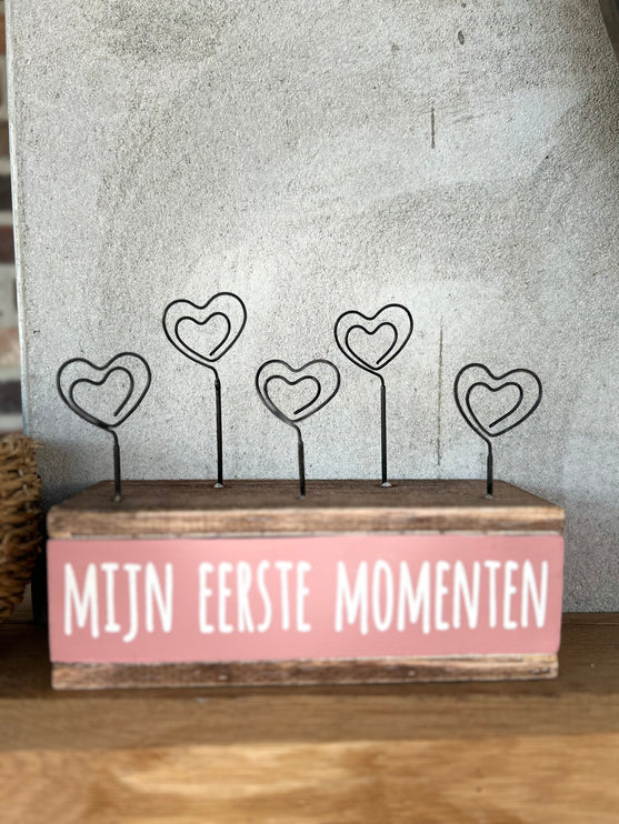 fotohouder 5 hartclips 15x20cm mijn eerst momenten baby roze