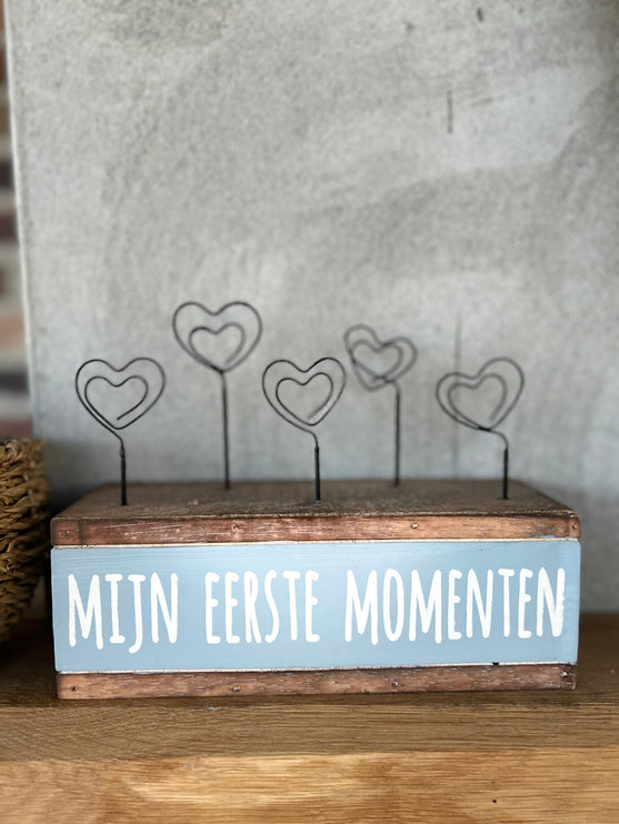 fotohouder 5 hartclips 15x20cm mijn eerst momenten baby blauw