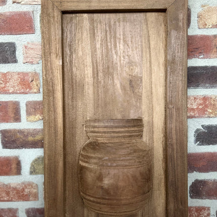 Houten wandpaneel met vaas  Teakhout of Vergrijsd