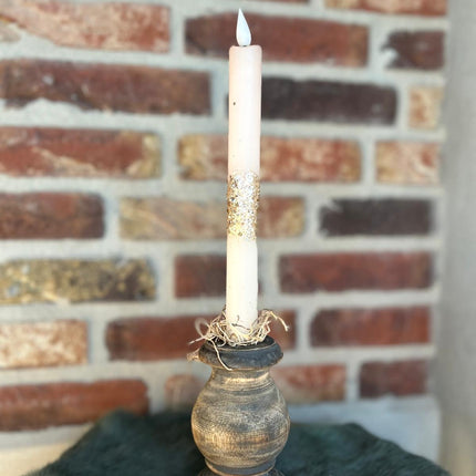 LED Dip Dye kaars Glitter-warm zilver