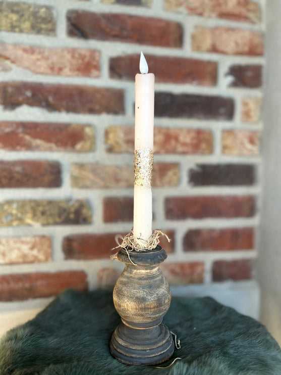 LED Dip Dye kaars Glitter-warm zilver