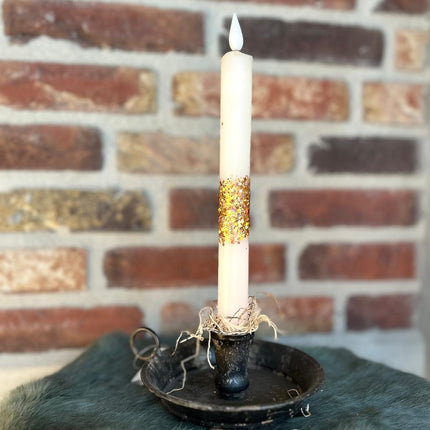 LED Dip Dye kaars Glittergoud/Ecru