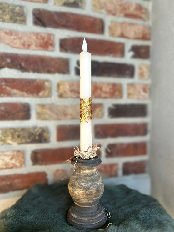 LED Dip Dye kaars Glittergoud/Ecru