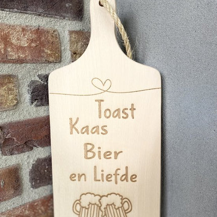 Serveerplankje  35 cm Toast, Kaas, Bier en Liefde