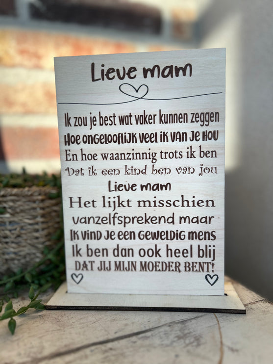 Tekstbordje Lieve mama