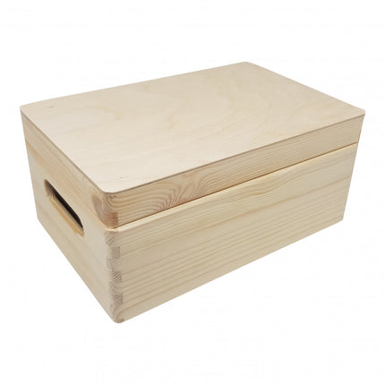 Houten kist (rechthoek) met deksel en opdruk - 30x20x12 cm
