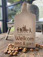 serveerplank - Welkom sint en piet (print) - 35 x 18 cm