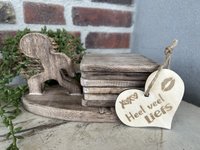 Onderzetters kracht Natural inclusief houten hartje