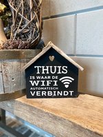 Tekstbord huisje - zwart - met de tekst Thuis wifi