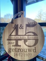 Serveerplank rond 45 jaar getrouwd