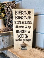 Tekstbord biertje biertje met bieropener